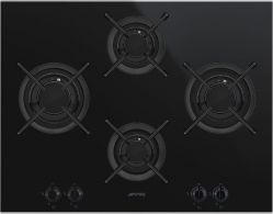 SMEG PV664LCNX Серия Dolce Stil Novo Газовая поверхность, 65 cм, черная стеклокерамика, профиль нерж. сталь.