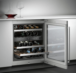 GAGGENAU RW404262 Шкаф для хранения вина, Две температурные зоны. Встраиваемый под столешницу, стеклянная дверь в раме из нержавеющей стали, Ширина ниши 60 см, Высота ниши 82 см