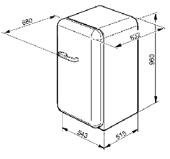 SMEG FAB10RBL2 Отдельностоящий однодверный холодильник, стиль 50-х годов, 54,3 см. Цвет - чёрный, петли справа