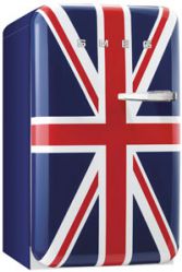 SMEG FAB10LDUJ2 Отдельностоящий однодверный холодильник, стиль 50-х годов, 54,3 см. Цвет - Британский флаг, петли слева
