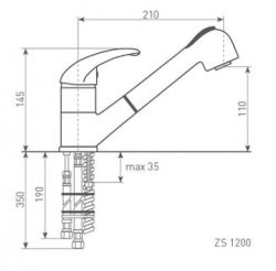 Zigmund & Shtain ZS 1200 Смеситель, эмаль - 11 цветов. С выдвижным изливом.