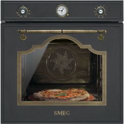 SMEG SFP750AOPZ  Серия Cortina  Духовой шкаф с функцией пиролиза и функцией пицца, 60 см, 10 функций, антрацит, фурнитура латунная