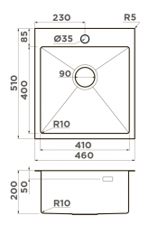 Кухонная мойка OMOIKIRI Akisame 46-LG Монтаж - заподлицо/накладная