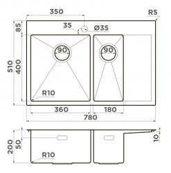 Кухонная мойка OMOIKIRI Akisame 78-2-LG-L