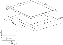 SMEG  SE364EMTB  Cтеклокерамическая варочная панель, 60 см, скошенный край