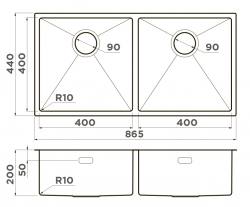 Кухонная мойка Omoikiri Taki 86-2-U/IF-LG Монтаж под столешницу / накладной / заподлицо