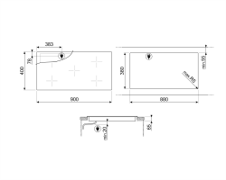 SMEG SIH7933B Индукционная варочная панель, 90 см, прямой край, фронтальный край скошенный