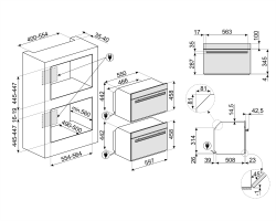 SMEG SF4604PMCNR Компактный духовой шкаф, комбинированный с микроволновой печью,60 см, высота 45 см, 14 функций, черное стекло, профиль медный.