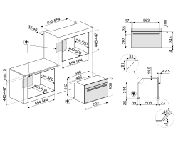 SMEG SF4604PMCNR Компактный духовой шкаф, комбинированный с микроволновой печью,60 см, высота 45 см, 14 функций, черное стекло, профиль медный.