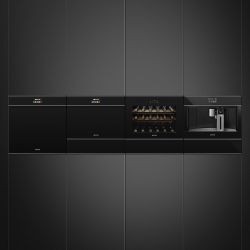 SMEG SF4604PMCNX Компактный духовой шкаф, комбинированный с микроволновой печью,60 см, высота 45 см, 14 функций, черное стекло, профиль нержавеющая сталь