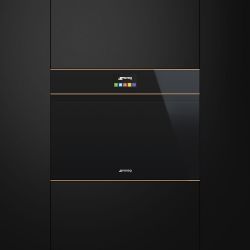 SMEG SF4604PVCNR1 Компактный многофункциональный духовой шкаф, комбинированный с пароваркой,60 см, высота 45 см, 14 функций, черное стекло, медный профиль.
