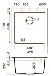 Кухонная мойка Omoikiri Bosen 47-WH материал - TETOGRANIT. Монтаж накладной