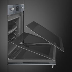 SMEG SO6100S2S  Серия Linea Многофункциональный духовой шкаф с пароувлажнением, 60 см, 6 функций, серебристое стекло Stopsol