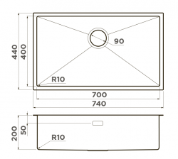 Кухонная мойка Omoikiri Taki 74-U/IF-LG  Тип монтажа: Подстольный, Врезной, Вровень со столешницей