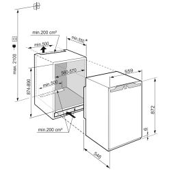 Liebherr IRf 3901 Встраиваемый однокамерный холодильник с морозильной камерой, жесткое крепление фасадов, Высота 87 см.