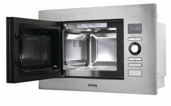KORTING KMI 720 X  Встраиваемая микроволновая печь с грилем, панель: нержавеющая сталь+стекло объем печи: 20 л., ниша встраивания (ВхШхГ), мм: 380х560х340