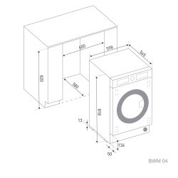 Zigmund & Shtain BWM 04 Встраиваемая стиральная машина. ИНВЕРТОРНЫЙ мотор, Сенсорное упр., Загрузка до 8 кг, макс. отжим 1400 об., пр-во Турция