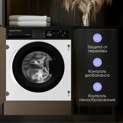 Zigmund & Shtain BWM 04 Встраиваемая стиральная машина. ИНВЕРТОРНЫЙ мотор, Сенсорное упр., Загрузка до 8 кг, макс. отжим 1400 об., пр-во Турция