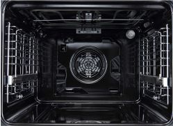 Evelux EO 650 PB Духовой шкаф, 9 режимов, Большой LED дисплей, Телескоп. направляющие, объем духовки 70л. цвет - чёрное стекло.