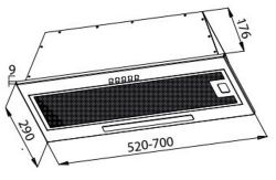 Evelux Integral 60 W Встраиваемая вытяжной блок, ширина - 52 см., 860 м³/ч, LED освещение, цвет - белый