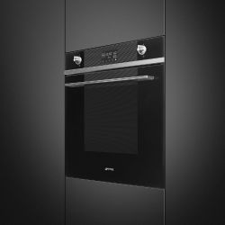 SMEG SOP6102S2PN Серия Linea, Многофункциональный духовой шкаф с пиролизом и пароувлажнением, 60 см, 12 функций, чёрное стекло