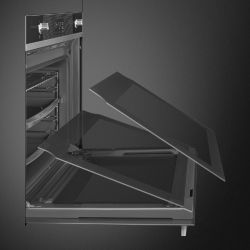 SMEG SOP6102S2PN Серия Linea, Многофункциональный духовой шкаф с пиролизом и пароувлажнением, 60 см, 12 функций, чёрное стекло