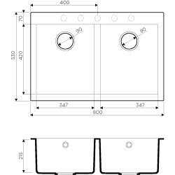 OMIOKIRI Bosen 80-2-BE Кухонная мойка. Материал Tetogranit. Монтаж накладной