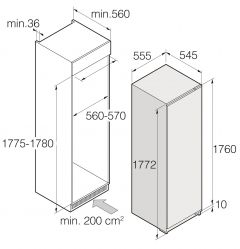 Asko R31831I Встраиваемая холодильная камера, высота 175,5 см.