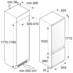 Asko RF31831I Встраиваемый холодильник, электронное управление, Высота 177 см