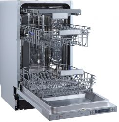 Zigmund & Shtain DW 269.4509 X Посудомоечная машина, Ширина - 45 см, верхняя корзина для столовых приборов, вместимость: 10 комплектов, 1/2 загрузки, 11 программ мытья, "Луч на полу"