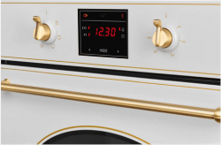 Kuppersberg SR 615 W Bronze Духовой шкаф, 6 режимов, Цифровой дисплей, очистка Aqualitic, объем 65 литров, цвет Белый /фурн. бронза