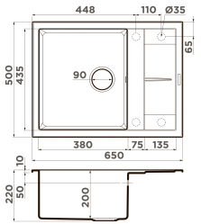 Кухонная мойка OMOIKIRI Sumi 65A-GR Материал Artceramic. Монтаж накладной