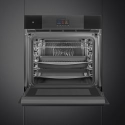 SMEG SOP6102S2PB3 Многофункциональный духовой шкаф с пиролизом и пароувлажнением, 60 см, 12 функций, стекло Deep Black (чёрное)