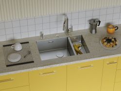 Кухонная мойка Omoikiri Taki 69-2-U/IF-GB-L Side Сливное отверстие смещено в угол чаши. Монтаж под столешницу / накладной / заподлицо