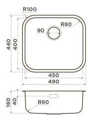 Кухонная мойка Omoikiri Omi 49-U/I-LG  Монтаж под столешницу / накладной