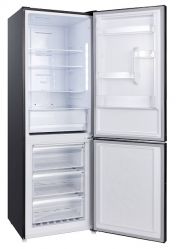 Evelux FS 2201 DXN холодильник-морозильник с функцией No Frost, цвет: черная нержавеющая сталь, класс A+,  электронное упр. с внешним дисплеем, зона свежести, 1855х595х635 мм.