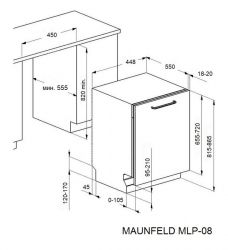 MAUNFELD MLP-08B Посудомоечная машина  45 см., с турбосушкой и лучом на полу 