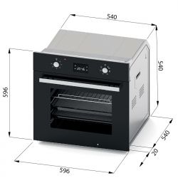 Evelux EO 640 PB Духовой шкаф, 7 режимов,  объем духовки 65л, макс. темп. приг.300 оС, цвет - Full Black