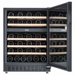 Встраиваемый винный шкаф KORTING KFW 803 DB GN Чёрное стекло. Высота 82 см. 2 независимые температурные зоны