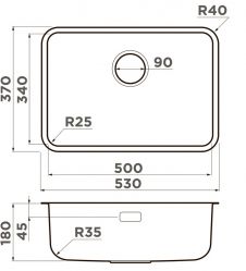 Кухонная мойка Omoikiri Omi 53-U/I Ultra Mini-GB с Nano-покрытием Монтаж накладной / заподлицо