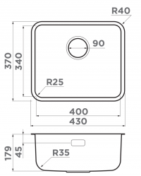 Кухонная мойка Omoikiri Omi 43-U/I Ultra Mini-GB с Nano-покрытием Монтаж накладной / заподлицо