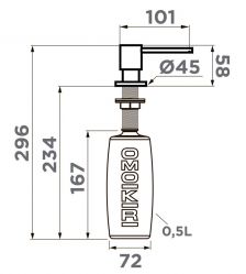 Дозатор OMOIKIRI OM-03-BL Помповый механизм изготовлен из мелалла
