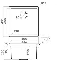 Кухонная мойка Omoikiri Yamakawa 45T-INTEGRA-WH материал TETOGRANIT. Монтаж по образцу мойки