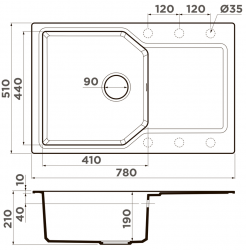 Кухонная мойка Omoikiri Yonaka 78-GR Материал Artgranit. Монтаж накладной
