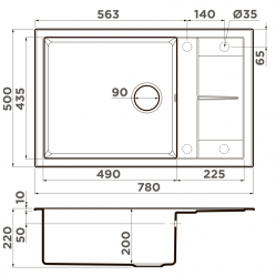 Кухонная мойка OMOIKIRI SUMI 78A-LB-GB Материал Artceramic. Монтаж накладной