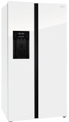 Холодильник HIBERG RFS-650DX NFGW Inverter с автоматическим ледогенератором, Подключение к водопроводу, цвет белое стекло