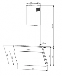 Evelux Tilda 60 BG  Наклонная вытяжка, ширина 60 см, 900 м³/ч, цвет - чёрный