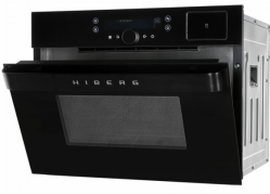 HIBERG MS-VM 5115 B SMART Компактный духовой шкаф с режимом микроволны и функцией приготовления на пару. Высота 45 см.