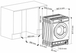 ORTING KWDI 12V75 Встраиваемая стиральная машина с функцией сушки, загрузка (стирка/сушка): 7/5 кг, скорость отжима 1400 об/мин, 15 программ