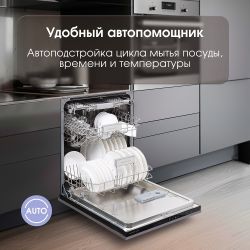 Zigmund & Shtain DW 308.6 Посудомоечная машина, Ширина - 60 см, верхняя корзина для столовых приборов, вместимость: 14 комплектов посуды, 7 программ мытья, "Луч на полу", Аквастоп, 1/2 загрузки